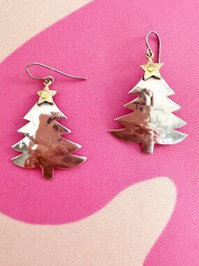 JEEP COLLINS Christmas Tree Earring sterling/brass earwires
